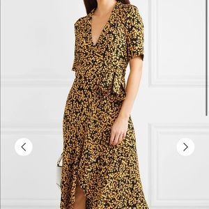 GANNI floral wrap midi dress